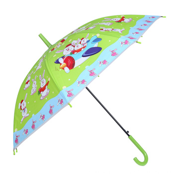Auto Open Rabbit Printing Green Children Umbrella (SK-02)